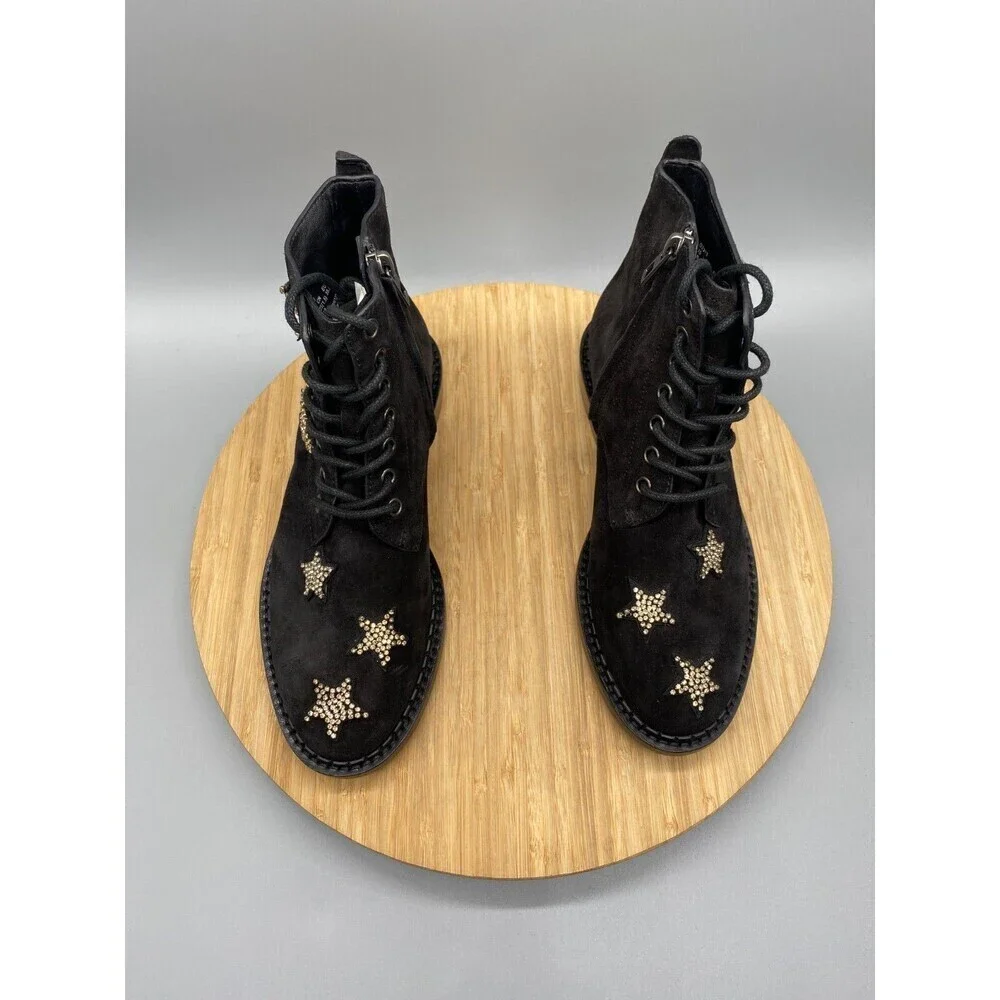 Coach Watts Star Boots Black Sued Side Zip Western Rhinestones G2313 Womens 5 B - Picture 8 of 13